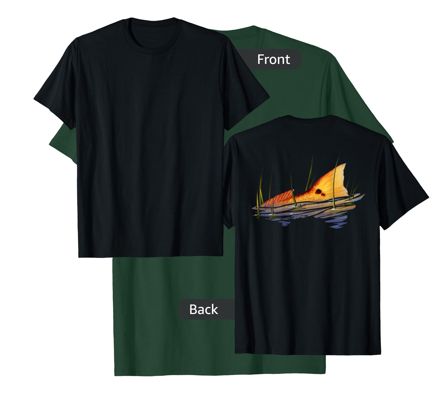 BACK PRINT Tailing Redfish | Red Drum Fish | Redfish Tail T-Shirt