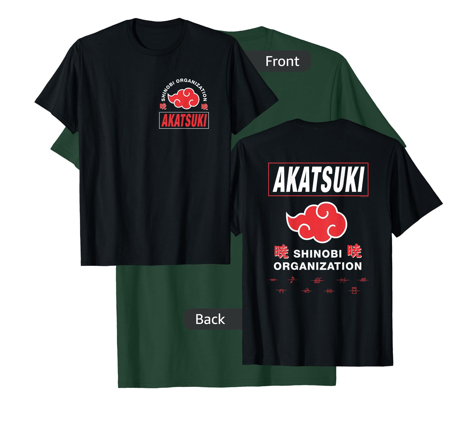 Naruto Shippuden Akatsuki Shinobi Org Front Back Anime T-Shirt