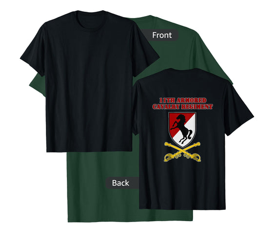 11th Armored Cav Regiment - for 11th ACR vets design on back T-Shirt
