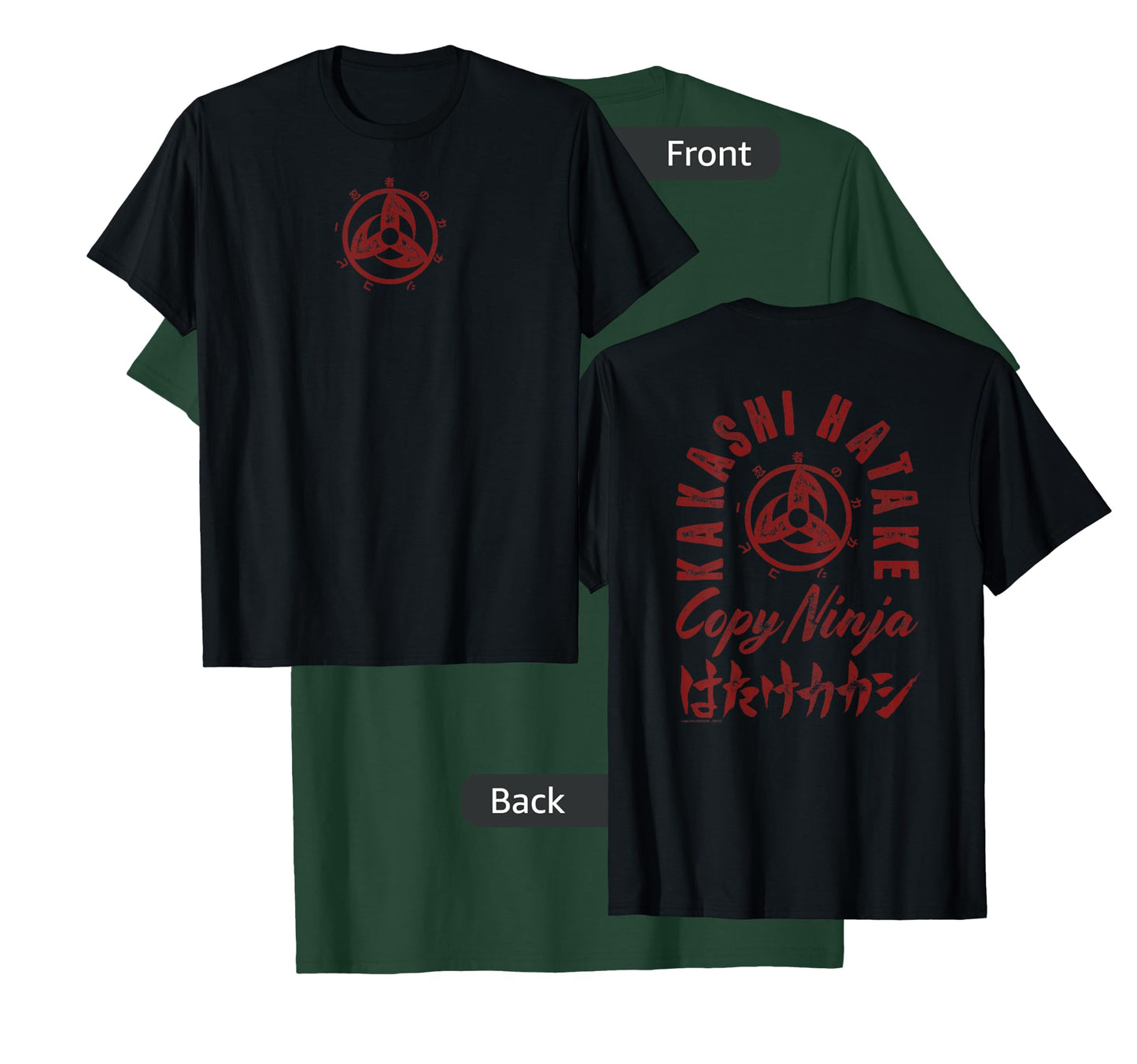 Naruto Shippuden Kakashi Hatake Ninja Front and Back Anime T-Shirt