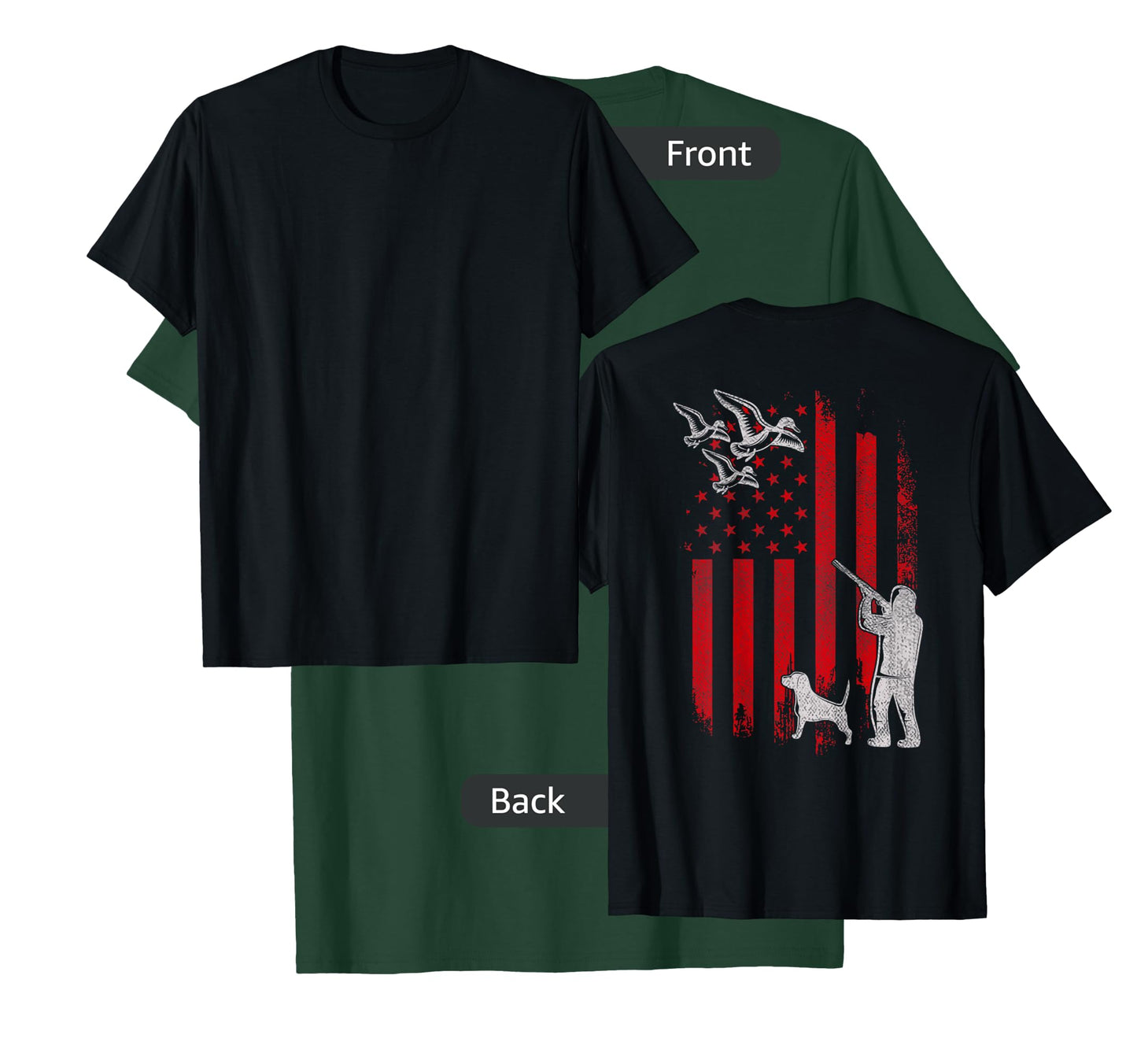 Duck Bird Hunter Distressed USA American Flag Hunting Squad T-Shirt for Women Kids Men