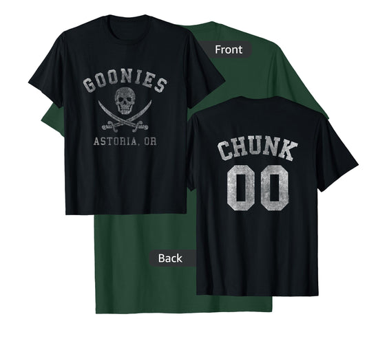 The Goonies Logo and Chunk Jersey Front and Back Movie T-Shirt