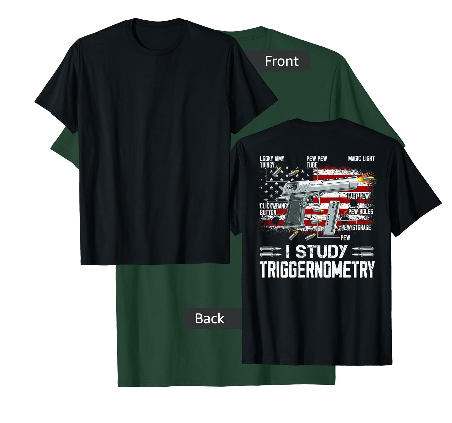 I Study Triggernometry Pro Guns Trigonometry Math on back T-Shirt