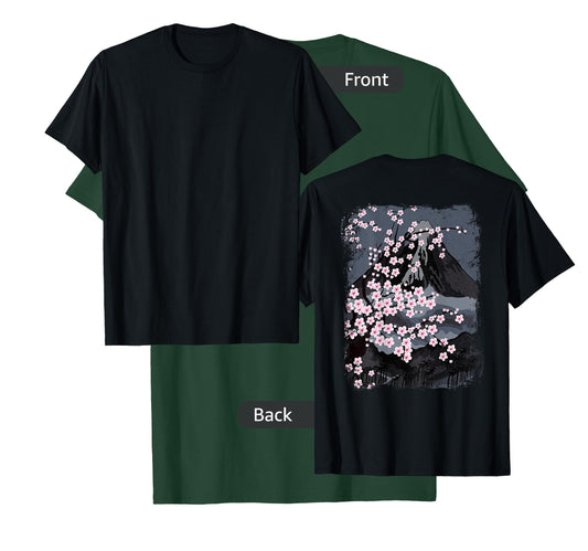 Japanese Beautiful Cherry Blossom with Mount Fuji (on back) T-Shirt