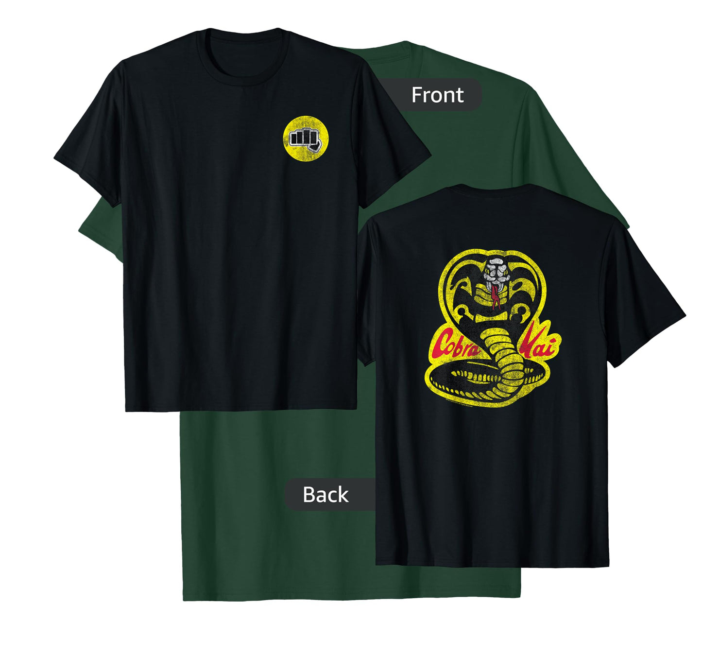 The Karate Kid Front Back Cobra Kai Yellow Fist Movie T-Shirt