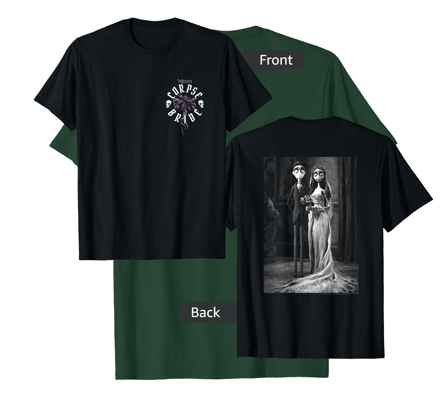 Corpse Bride Front and Back Victor Emily Marriage Movie T-Shirt