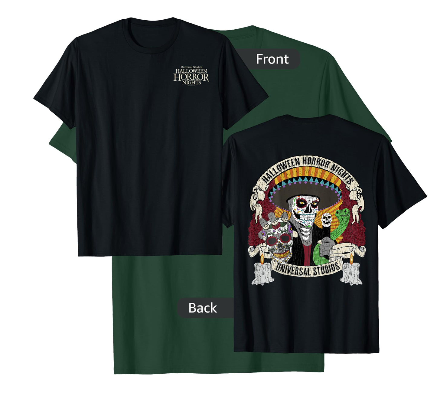 Halloween Horror Nights HHN Dia De Los Muertos Front & Back T-Shirt