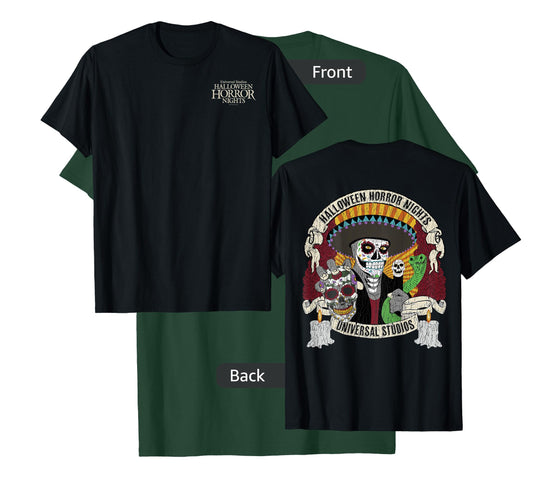 Halloween Horror Nights HHN Dia De Los Muertos Front & Back T-Shirt