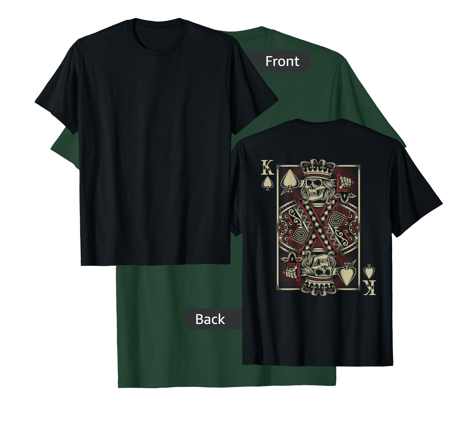 Skull Motorcycle Shirt Biker King of Spades Poker Card Game