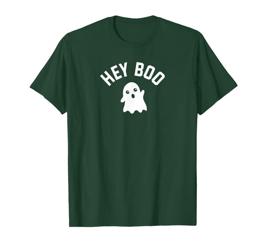 HEY BOO With Cute Ghost Illustration T-Shirt