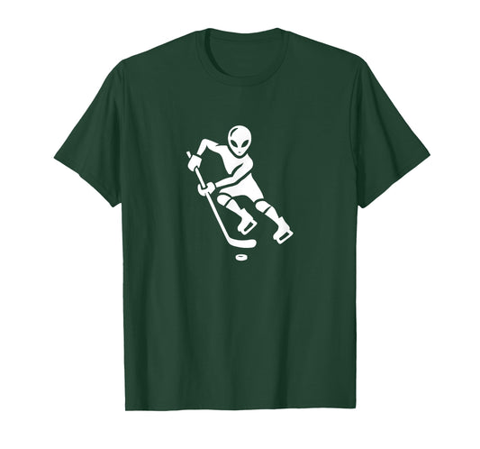Alien Hockey Player Silhouette Minimalist Extraterrestial T-Shirt