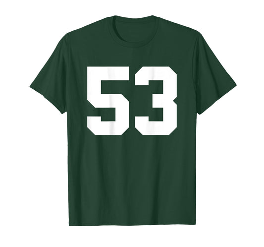 Number 53 (on Back) Sports Team Jersey Number T-Shirt