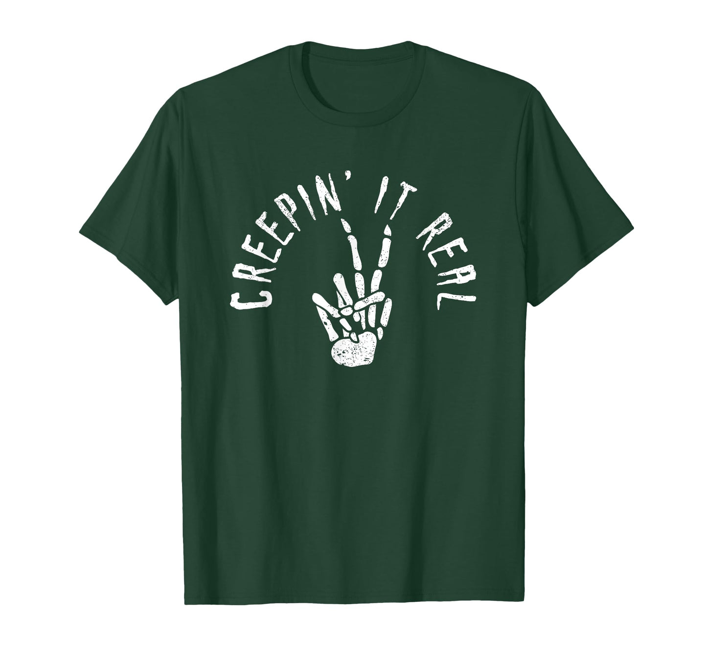 Creepin' It Real Funny Halloween Skeleton Bone Hand Sign T-Shirt