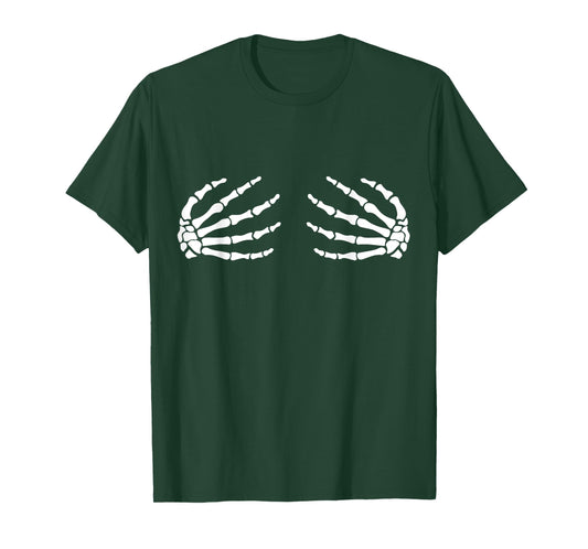 Halloween Boob Skeleton Hands Breast Scary Bra T-Shirt