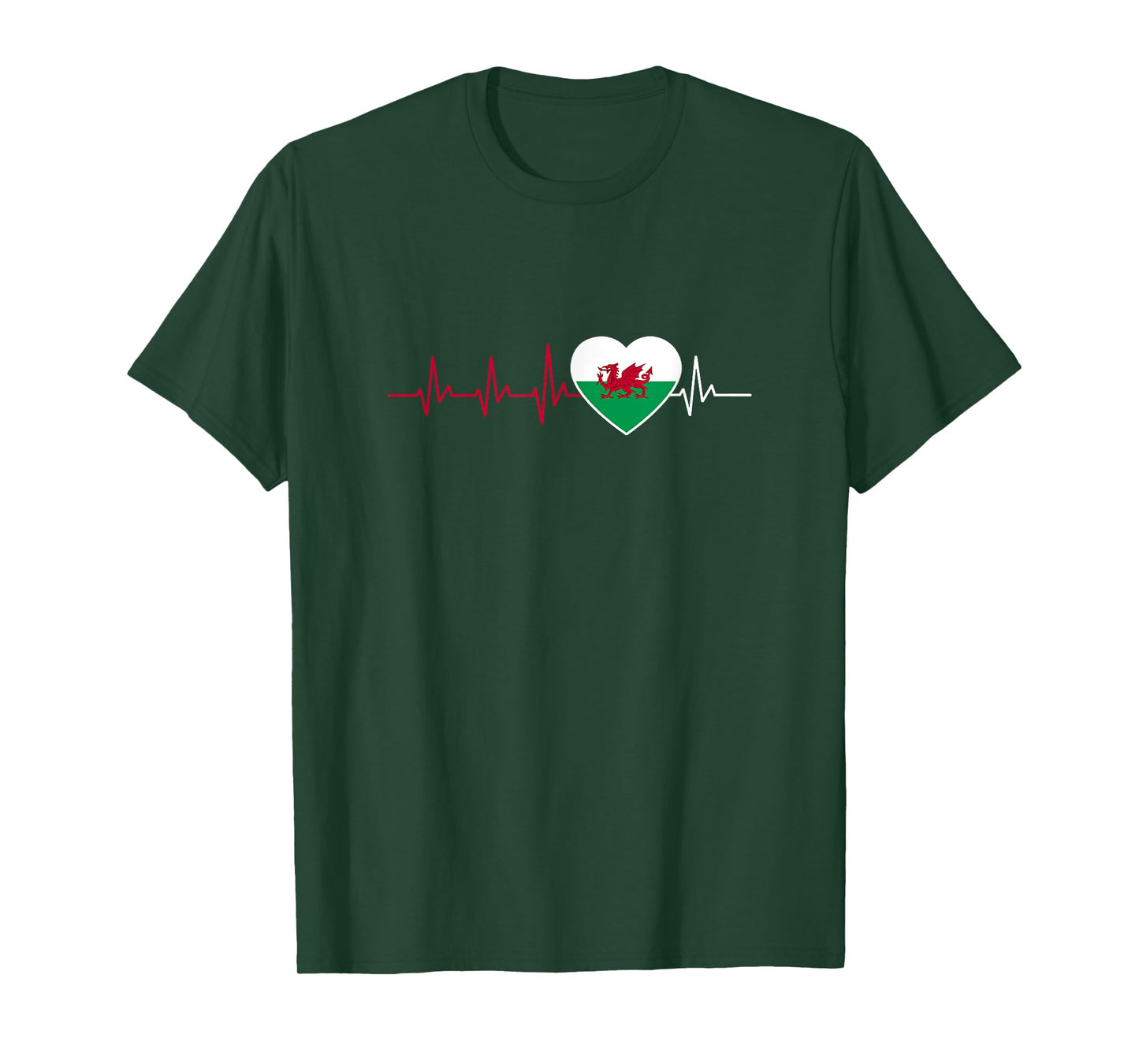 Welsh Flag Heartbeat Wales Baner Cymru Taffy Welshman T-Shirt