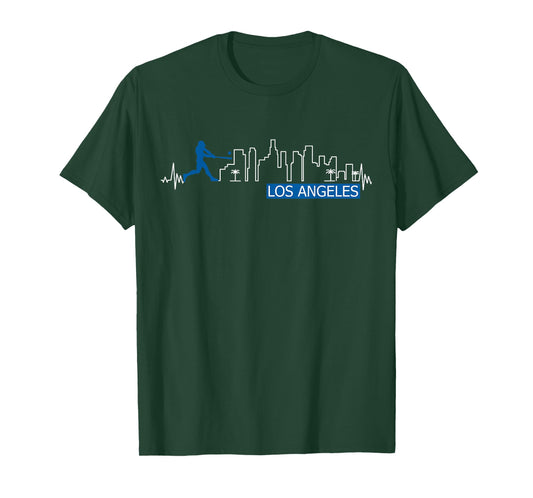 Los Angeles Lovers Skyline Baseball Heartbeat Men Women T-Shirt