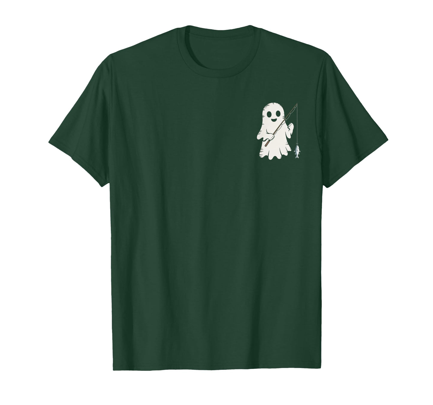 Spooky Ghost Fishing Retro Halloween Costume Boys Fisher T-Shirt