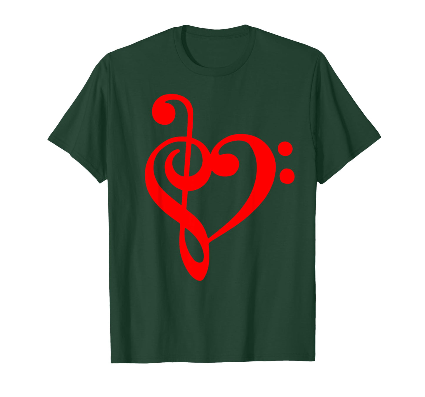 Nerdy Clef Notes Heart Love Music Musician Band Geek Red T-Shirt