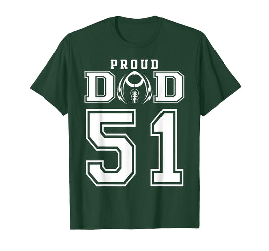 Custom Proud Football Dad Number 51 Personalized For Men T-Shirt