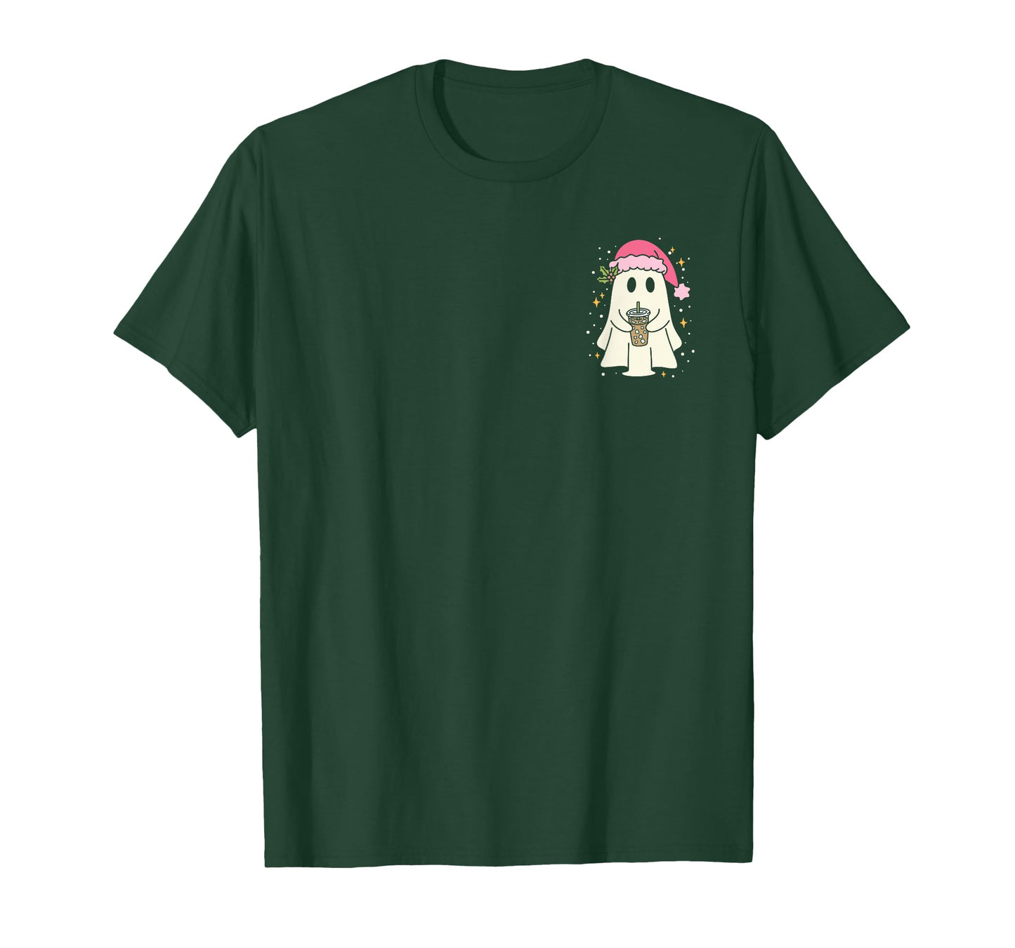 Cute Christmas Ghost Iced Coffee T-Shirt