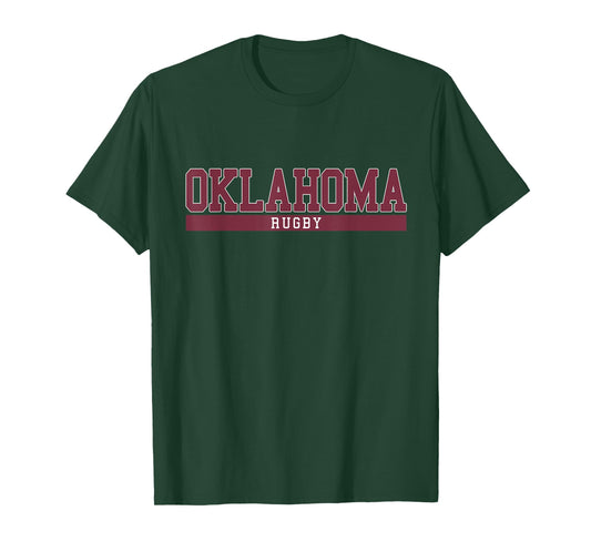 Oklahoma Rugby T-Shirts Unisex-Adults Black Short Sleeve Rugby T-Shirt Small