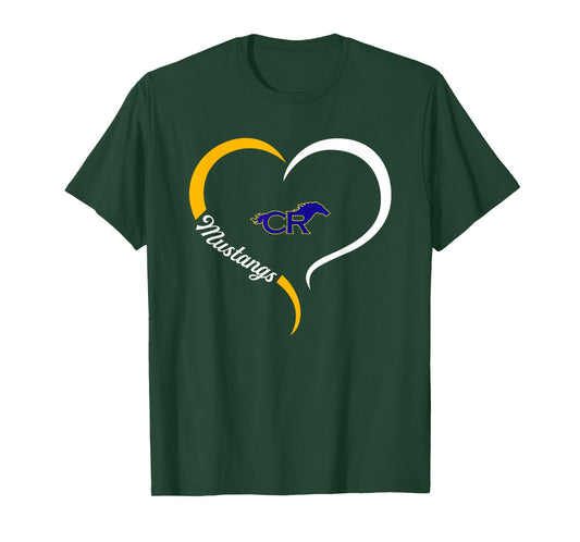 Cypress Ranch Mustangs Logo Half Heart Slogan HS T-Shirt