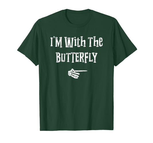 I'm With Butterfly Halloween Costume Funny Couples Matching T-Shirt