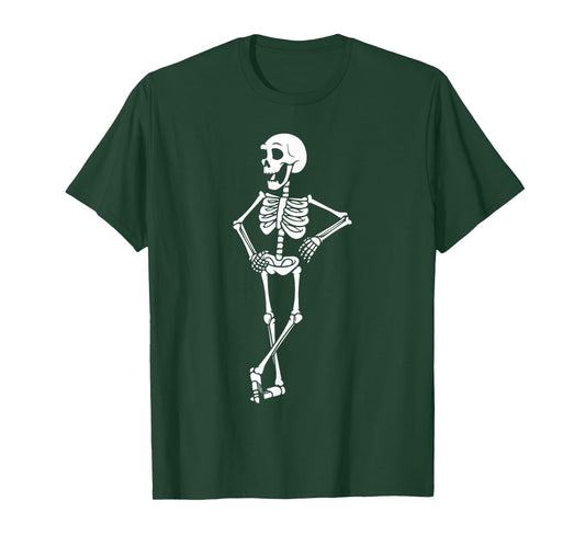 Skeleton Lazy Halloween Costume Funny Bones Skull T-Shirt