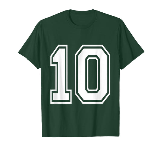 Number 10 TShirt Baseball Football Soccer Numbered Jersey T-Shirt