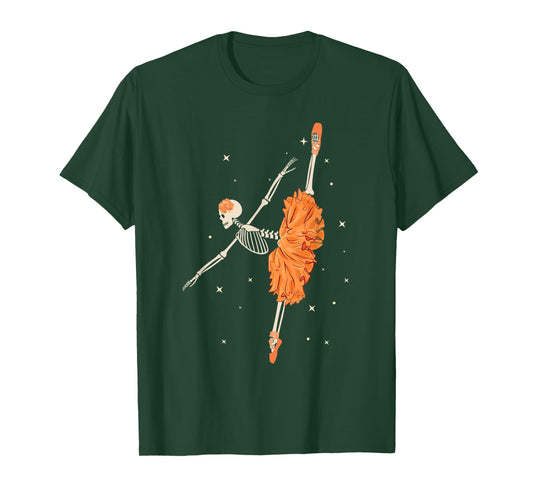 Dancing Skeleton Ballerina Ballet Dance Halloween Women Girl T-Shirt