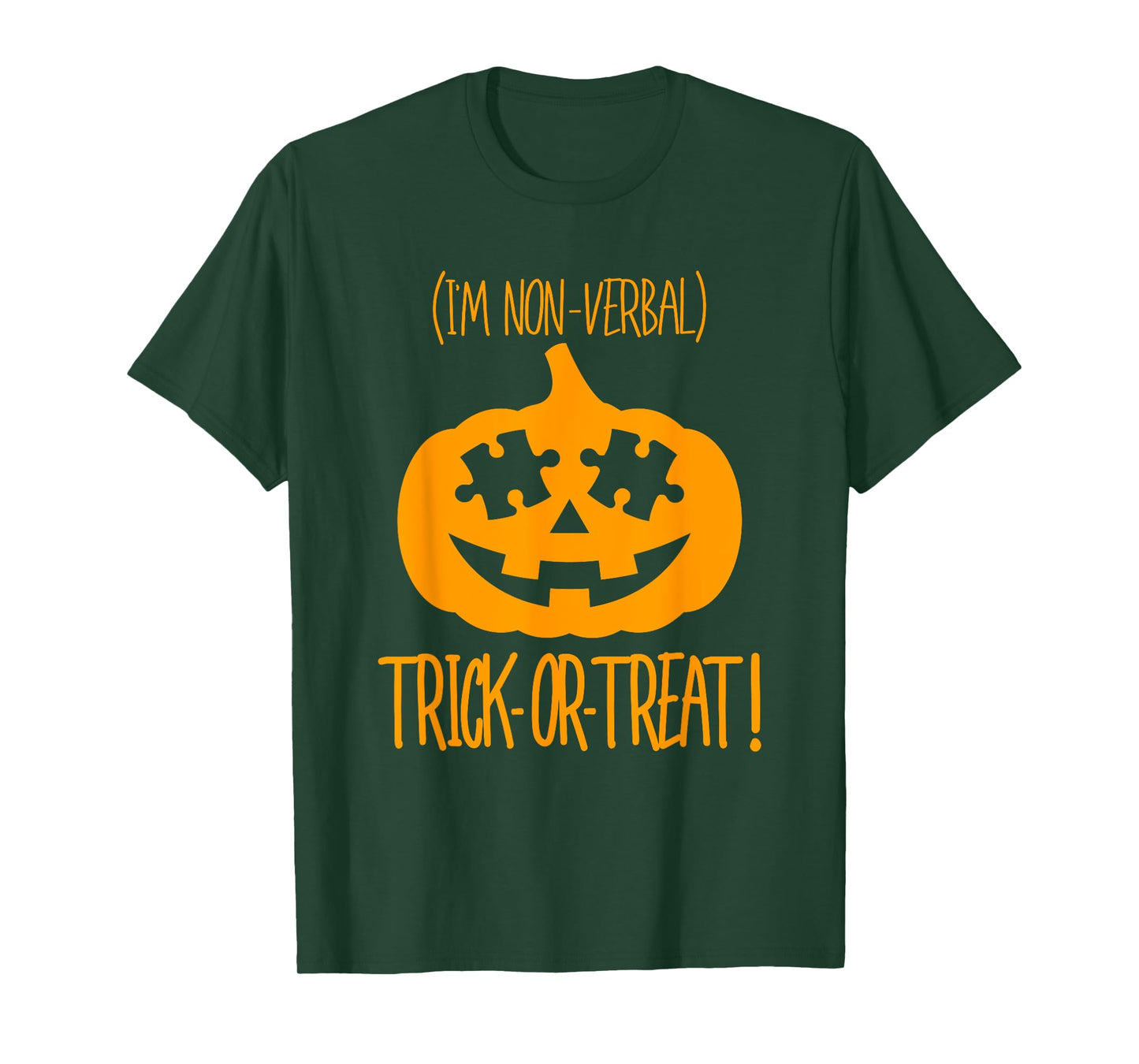 Trick or Treat Non-Verbal Halloween Pumpkin Autism Awareness T-Shirt