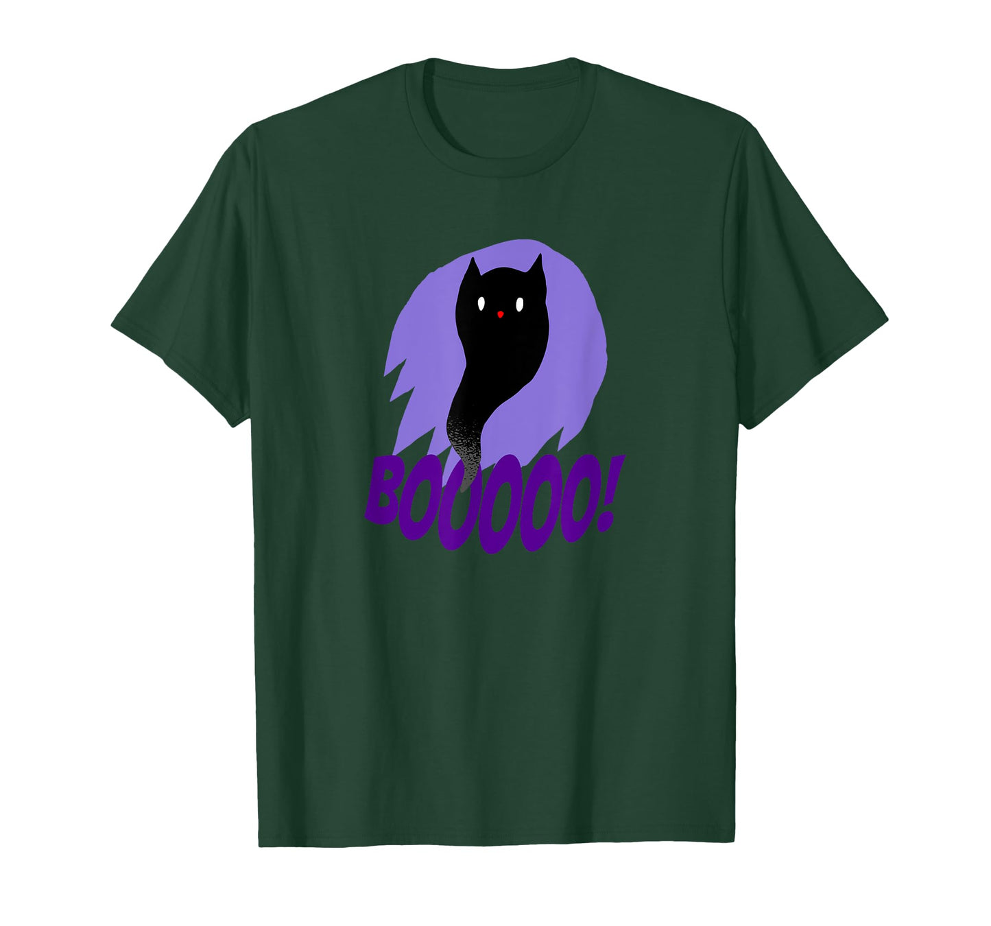 BOOOOO Halloween Cat Ghost Purple Halloween T-Shirt