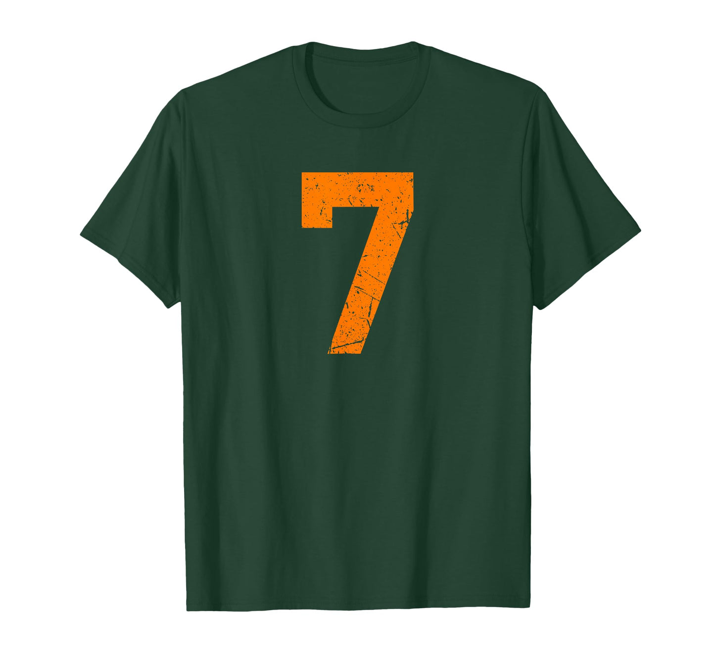 Vintage Orange Sports Team Number #7 T-Shirt