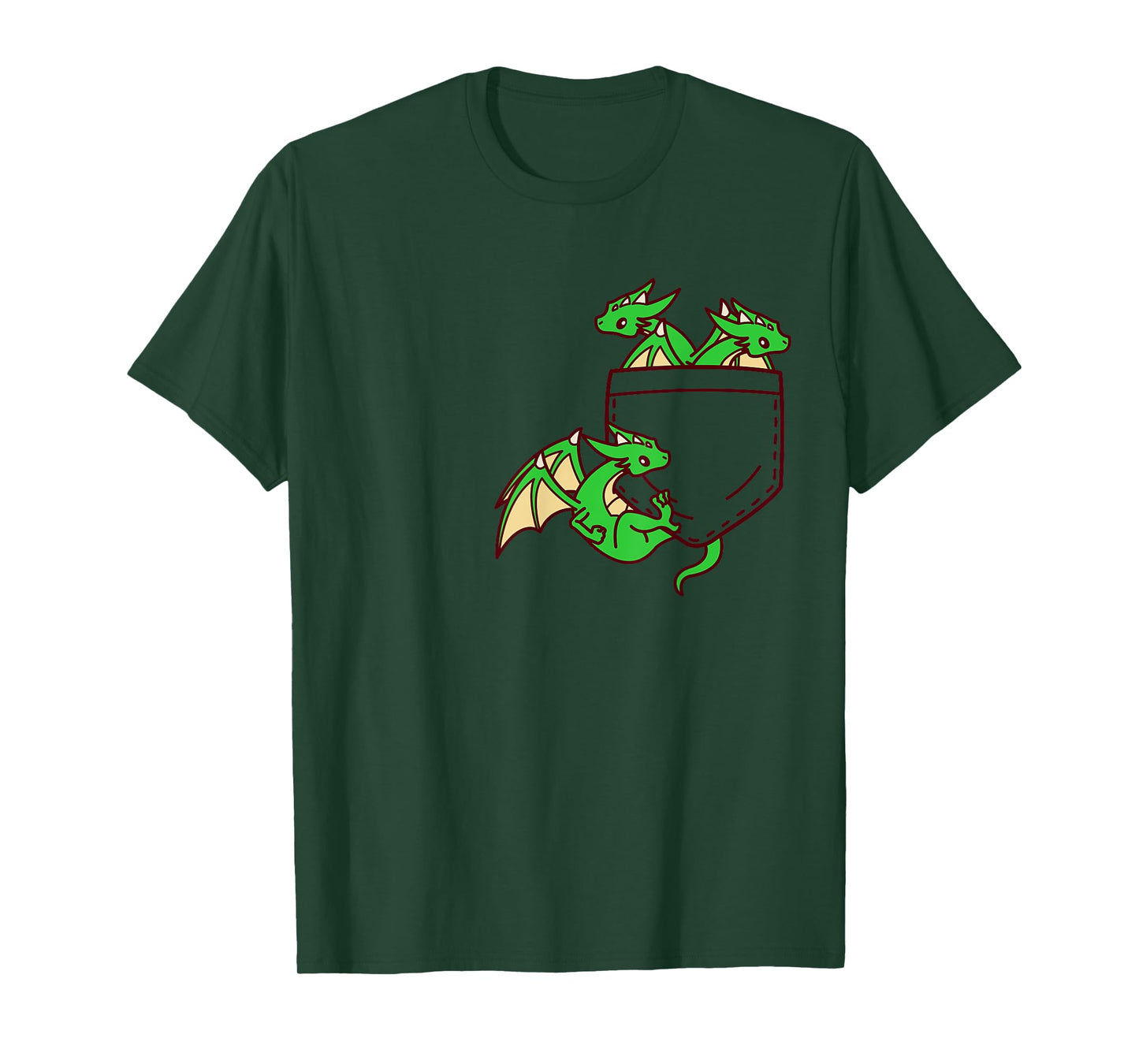 For Dragon Lovers Cute Kawaii Baby Dragon In Pocket T-Shirt