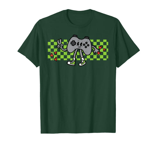 Gamer Controller Peace Retro Gaming Groovy Men Boys Kids T-Shirt