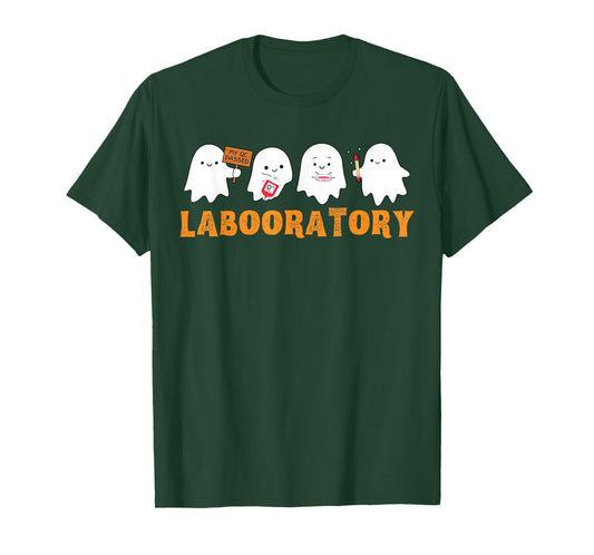 Labooratory Cute Ghost Halloween Laboratory Lab Scientist T-Shirt