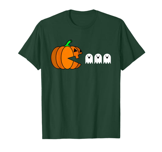 Funny Halloween Pumpkin Eating Ghost, Gamer Men Women Kids T-Shirt