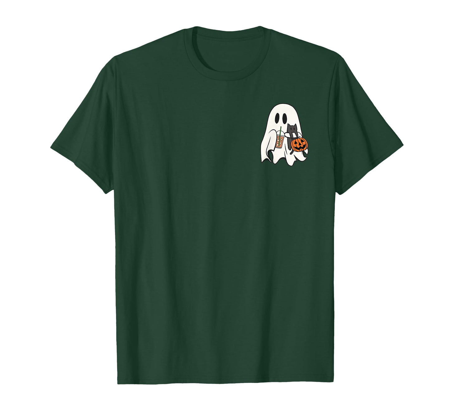 Cute Ghost Cat Iced Coffee Spooky Season Halloween Costume T-Shirt