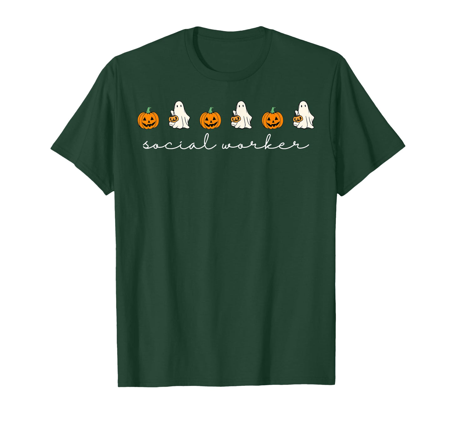 Retro Social Worker Pumpkin Ghost Fall Halloween Social Work T-Shirt