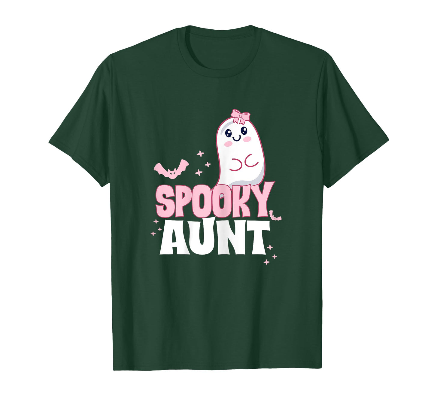 Spooky Aunt Family Cute Pink White Ghost Boo Halloween T-Shirt