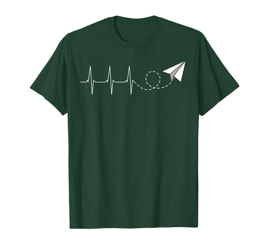 Paper Airplane Heartbeat Aeronautical Engineering Funny T-Shirt