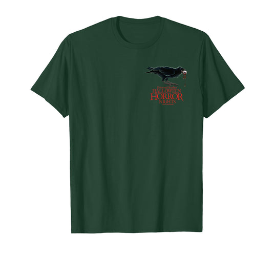 Halloween Horror Nights Raven Logo & Never Go Alone 2 Sided T-Shirt