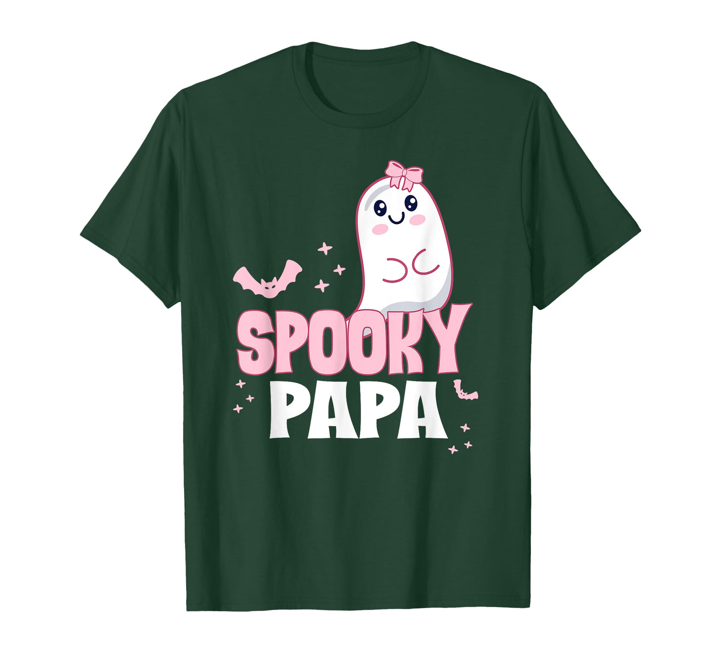 Spooky Papa Family Cute Pink White Ghost Boo Halloween T-Shirt