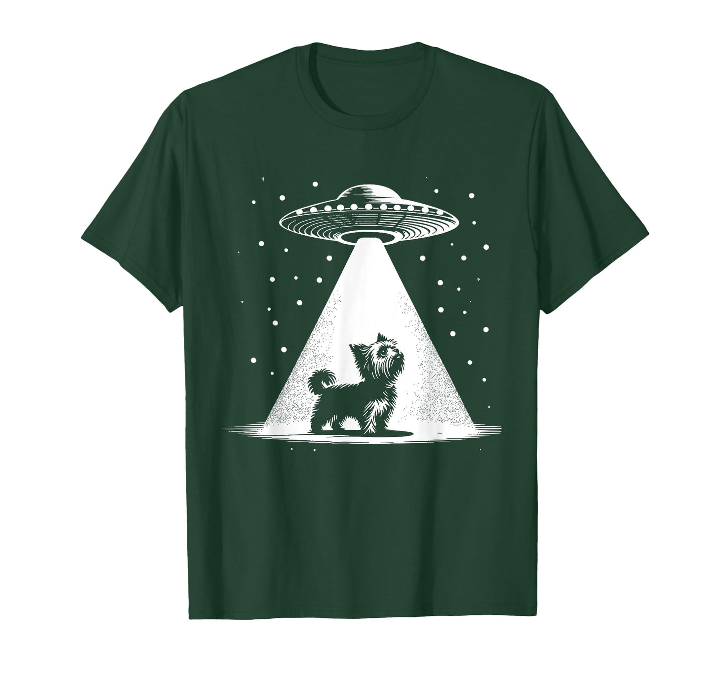 Teacup Yorkie Mom Dad Dog - Funny Alien UFO Men Women T-Shirt