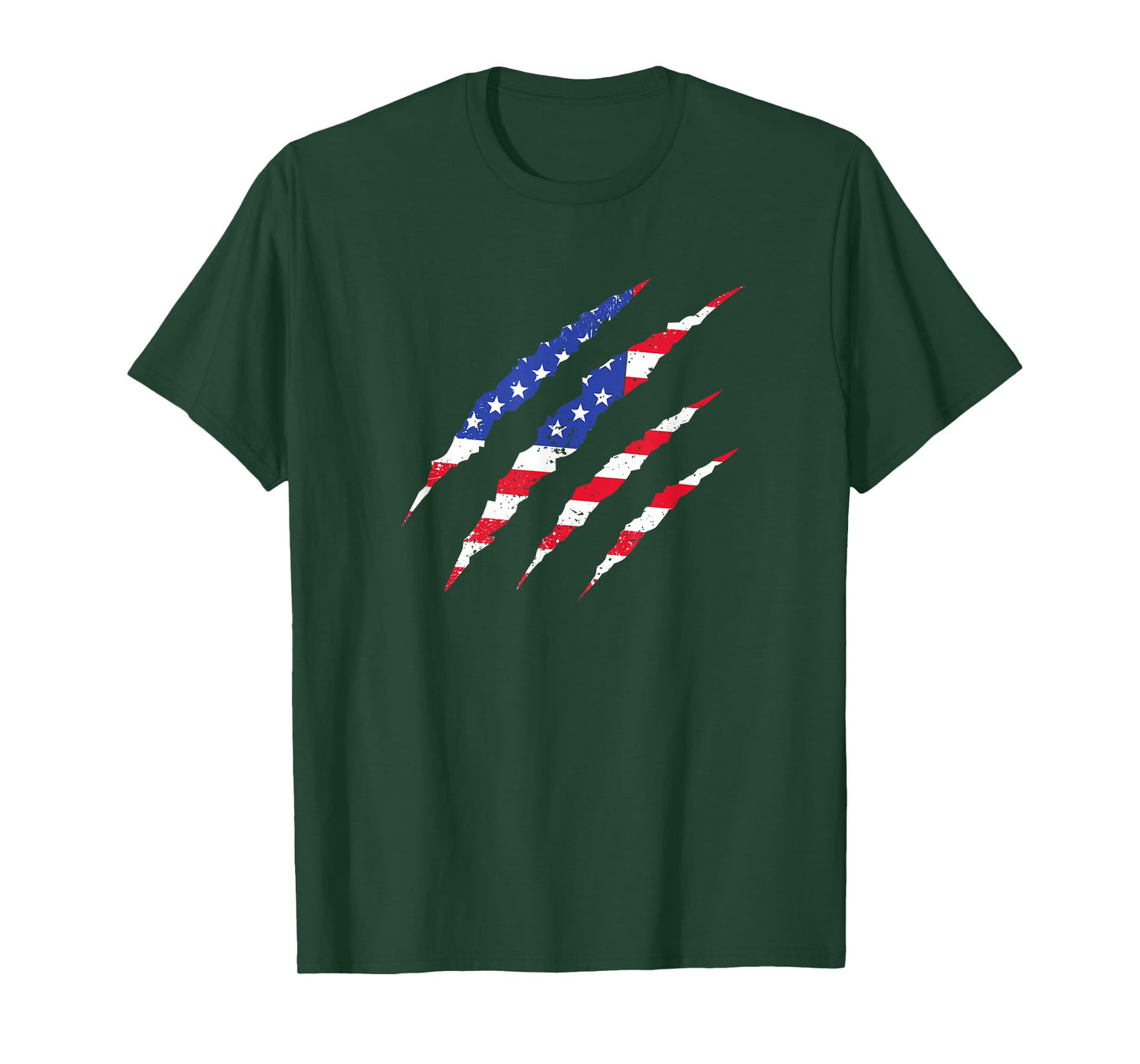 Ripped American Flag Bear Claw Scratch USA Pride Art T-Shirt