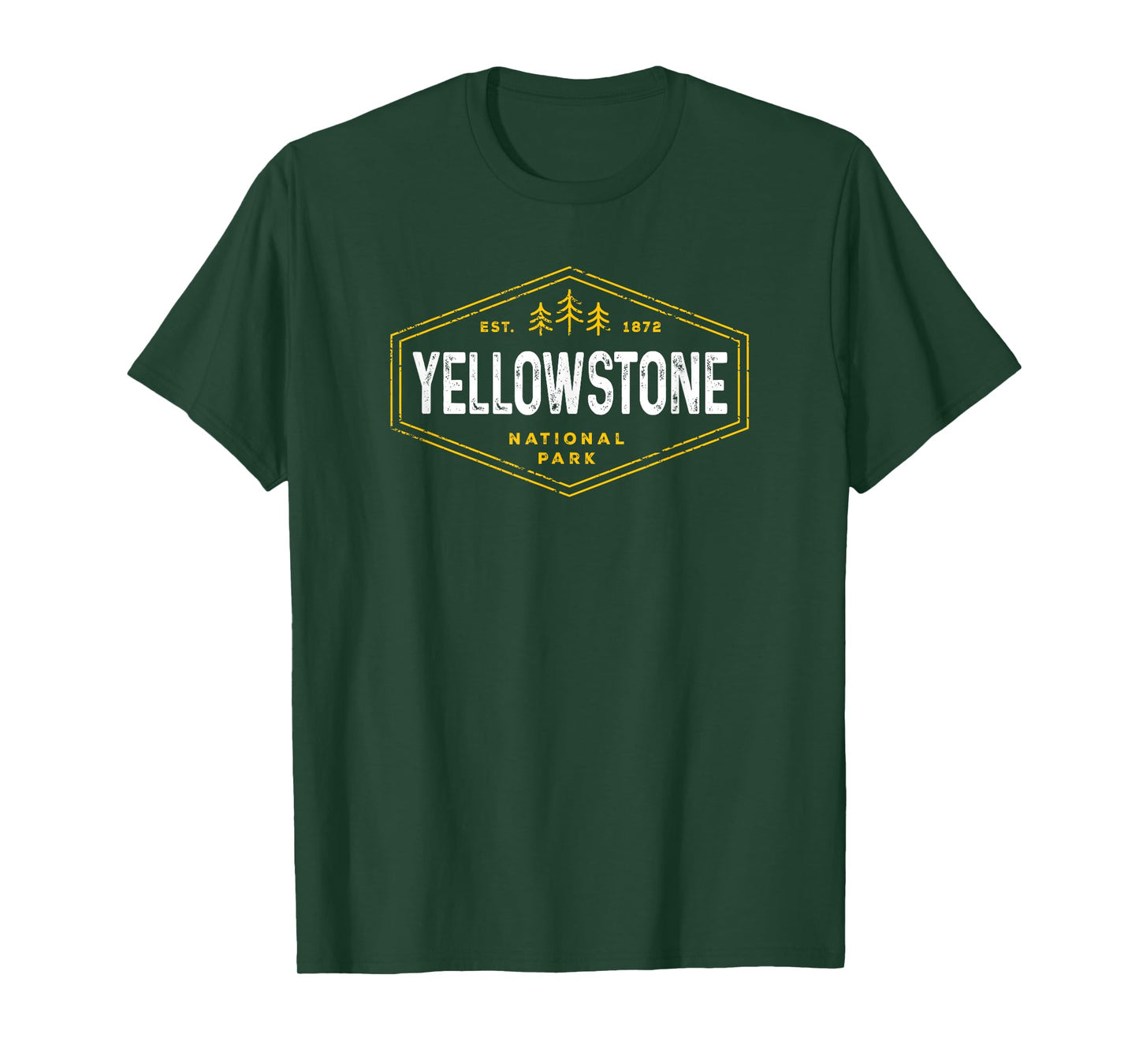 Yellowstone National Park Shirt Vintage Hexagon Badge Hike T-Shirt