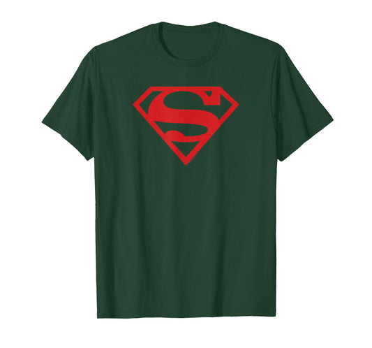 Superman Red on Black Shield T-Shirt