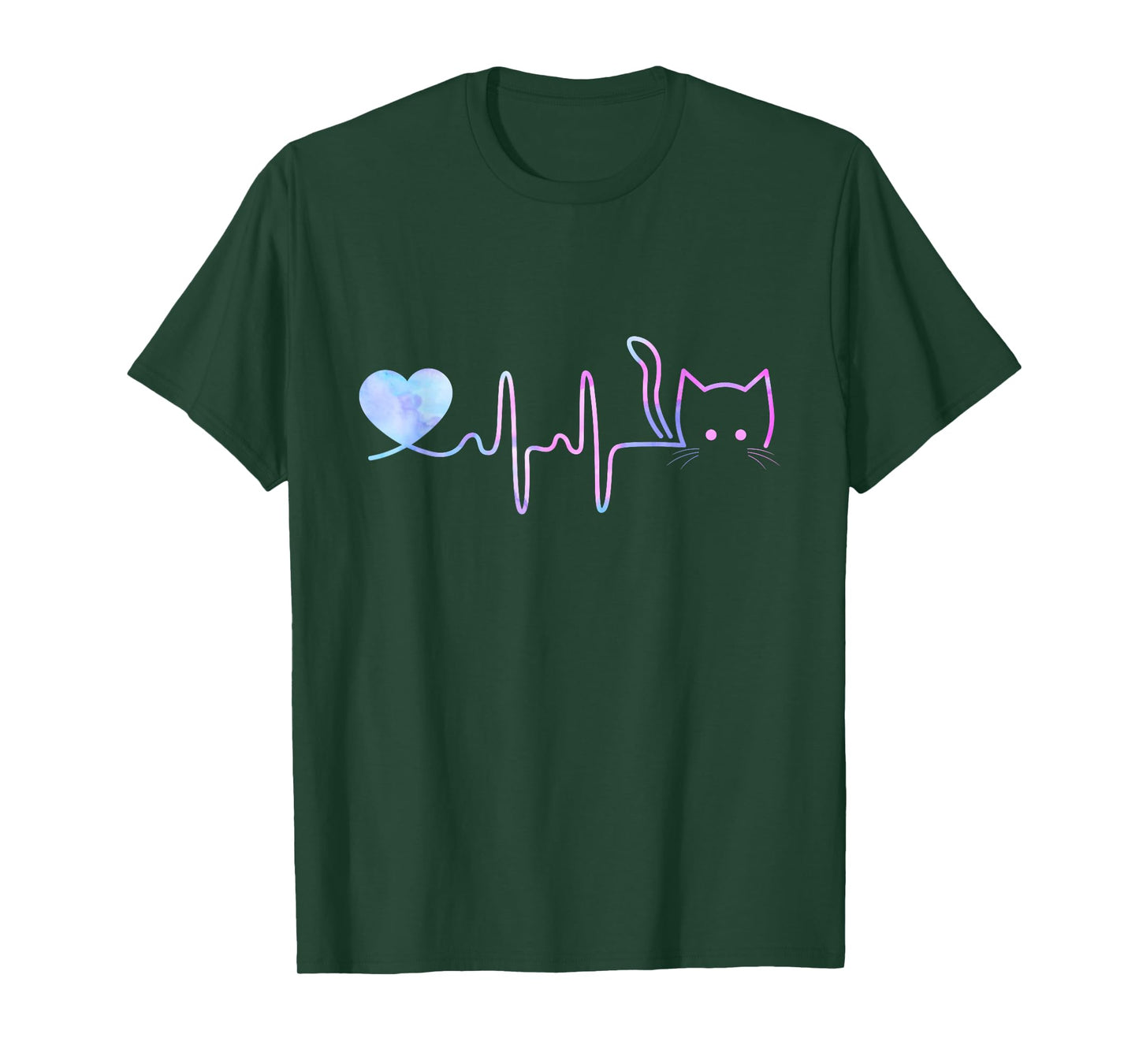 Heartbeat Cat Lover Shirt for Women Animal Cute Cat T-Shirt