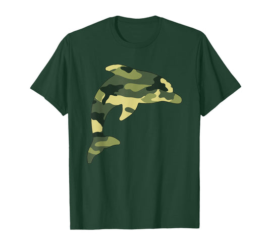 Military Dolphin Camo Men Print US Beluga Fish Veteran Gift T-Shirt
