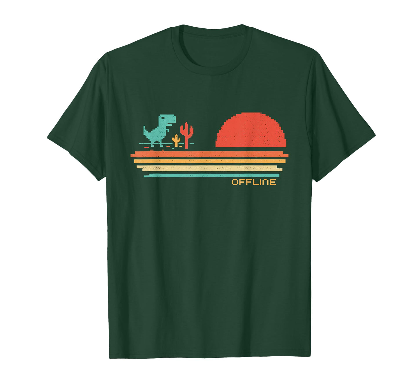 Offline Scare - Pixel Dinosaur / Retro - No Wifi Lost Dino T-Shirt